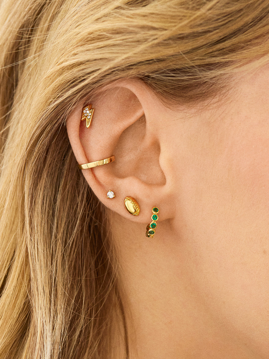 18K Gold Celestial Delicate Stud - Lightning Bolt
