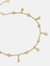 BaubleBar Leslie 18K Gold Anklet - Gold/Pavé - 
    Crystal bezel, 18K gold plated sterling silver