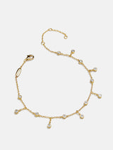BaubleBar Leslie 18K Gold Anklet - Gold/Pavé - 
    Crystal bezel, 18K gold plated sterling silver