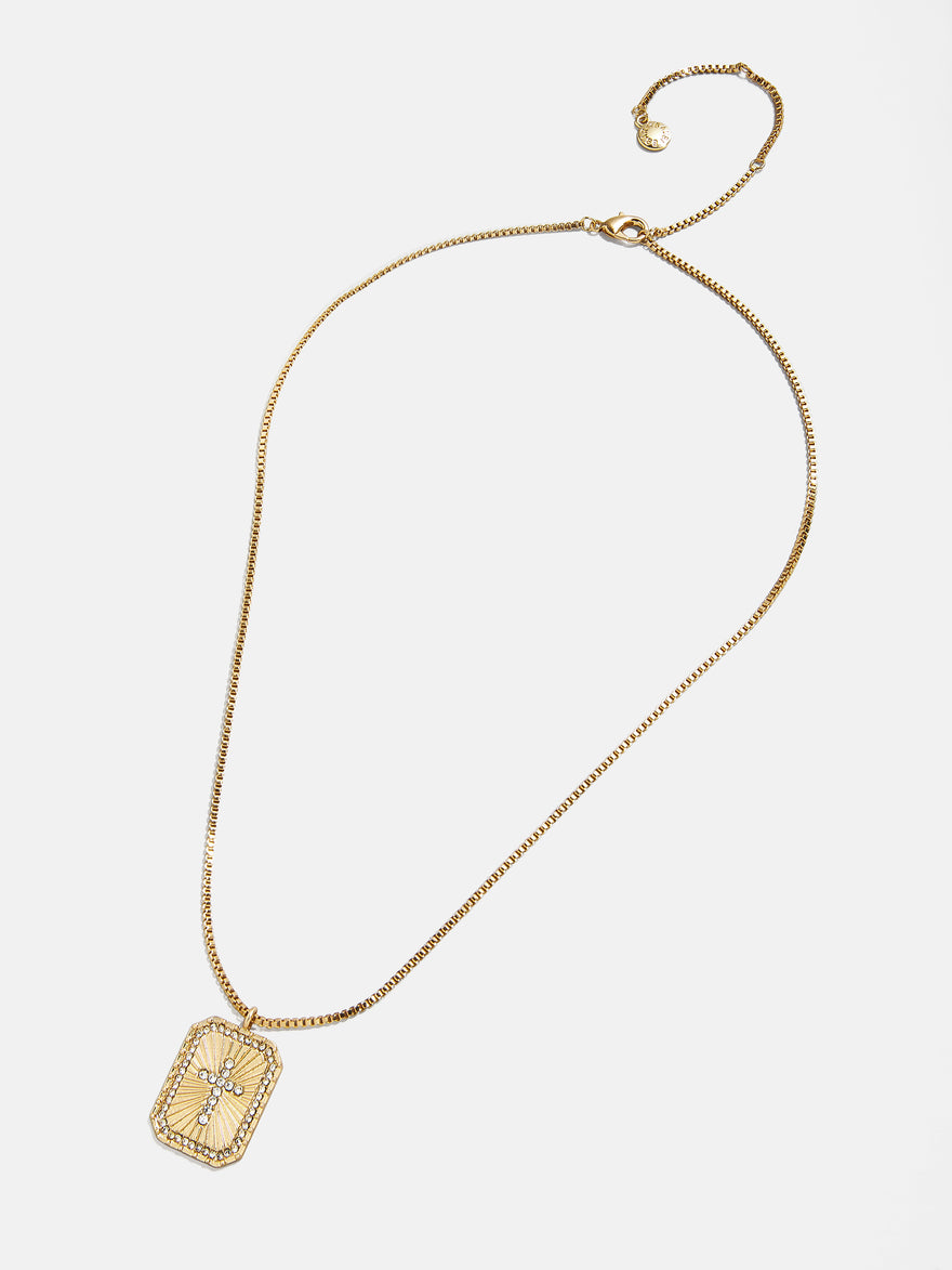 Grace Cross Pendant Necklace - Gold/Pavé