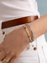 BaubleBar Rowan Semi-Precious Layered Bracelet - Mykonos -
Blue and gold bracelet with multiple chains