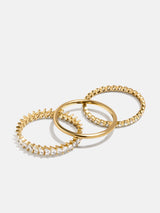 BaubleBar 18K Gold Willow Ring Set - Gold/Pavé -
Set of three 18K gold plated sterling silver rings