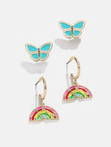 BaubleBar Happy Place Kids' Earring Set - Butterfly -
Set of two kids' earrings