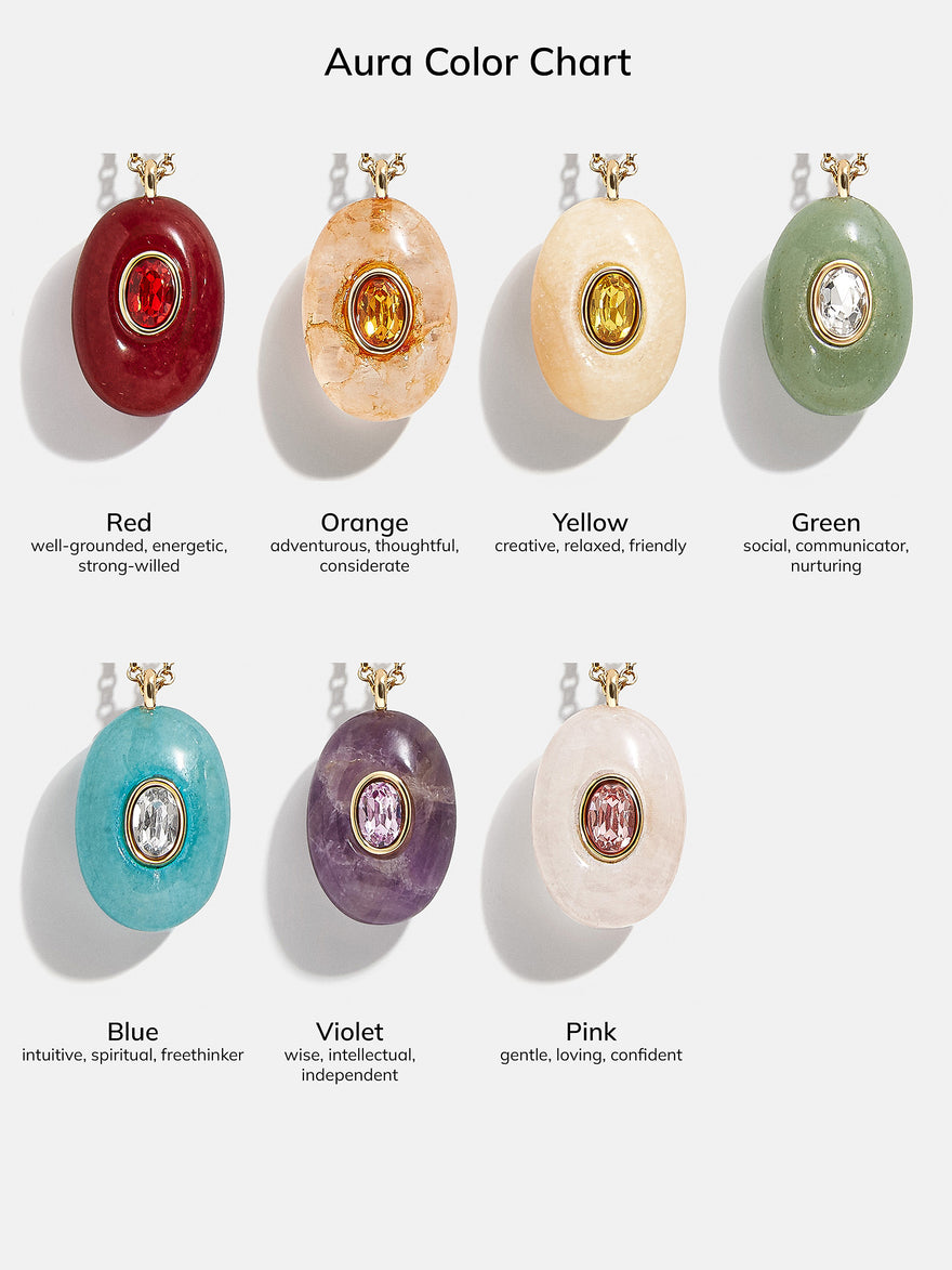 Aura Semi-Precious Pendant Necklace - Light Blue