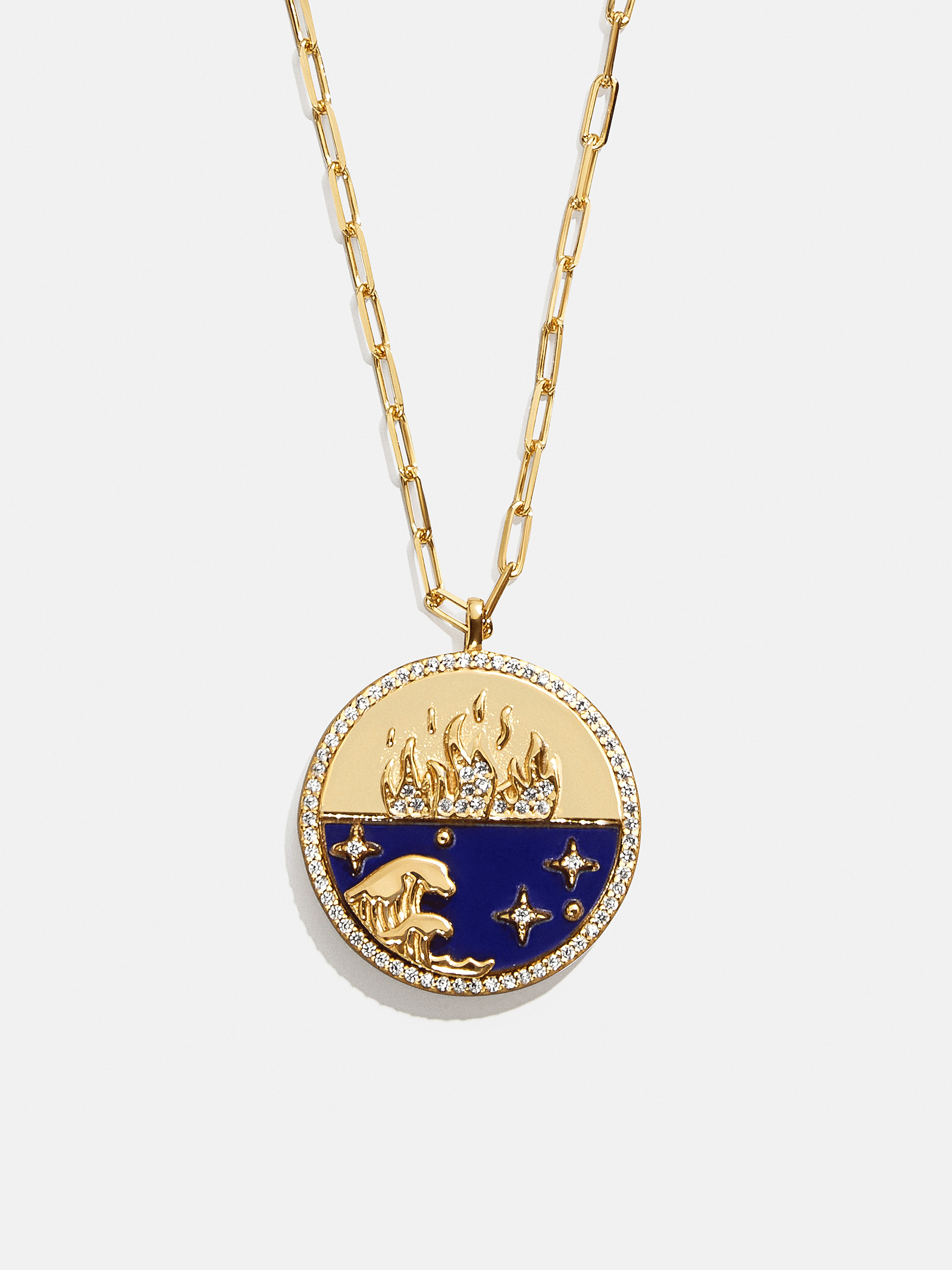 18K Gold Fire Reversible Pendant Necklace - Navy – 18K gold plated 