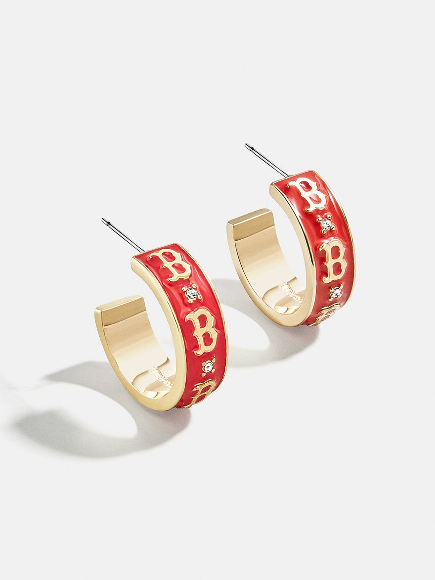 WEAR By Erin Andrews X BaubleBar Boston Red Sox Enamel Hoop Earrings - Boston Red Sox