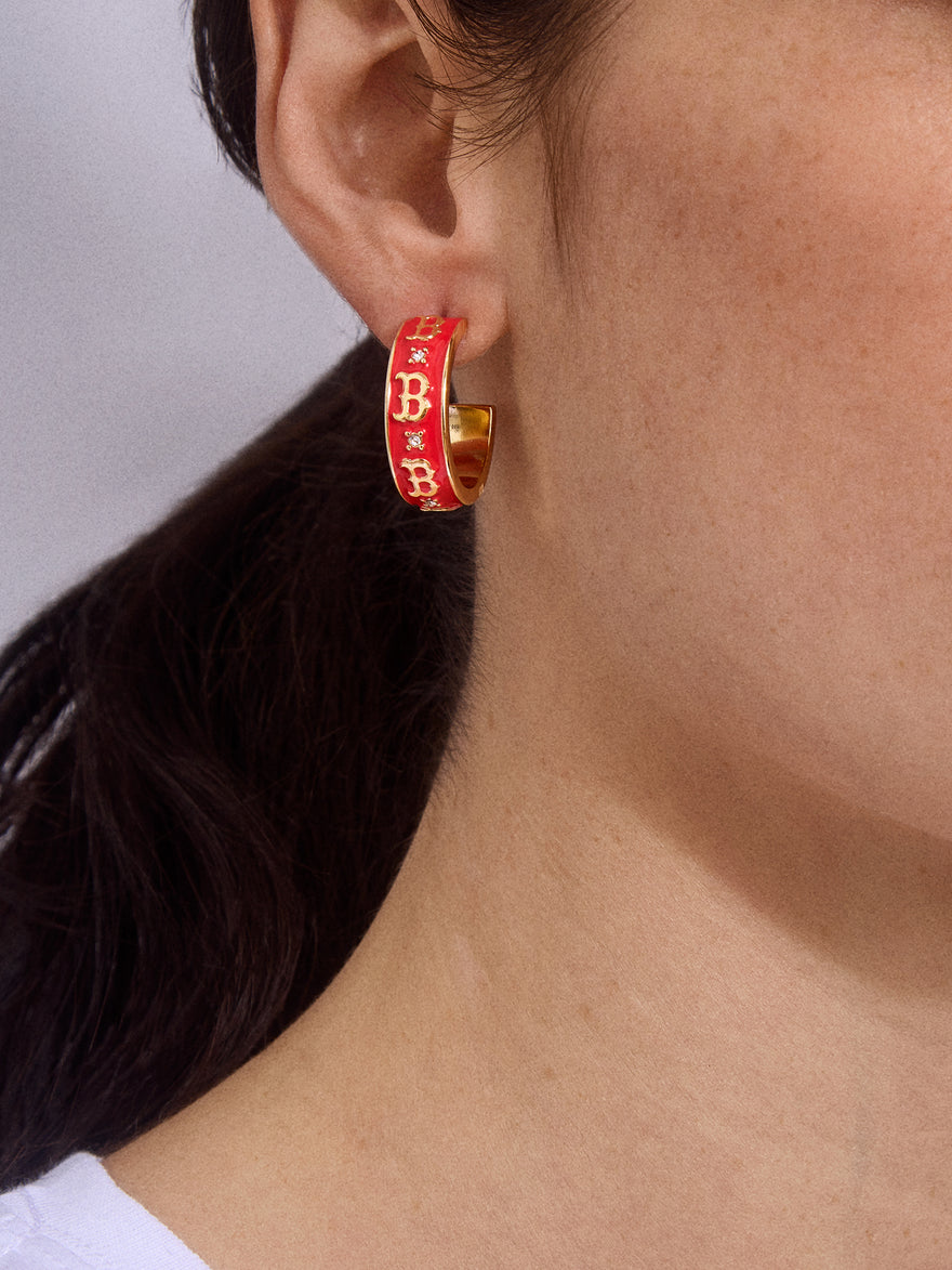 WEAR By Erin Andrews X BaubleBar Boston Red Sox Enamel Hoop Earrings - Boston Red Sox