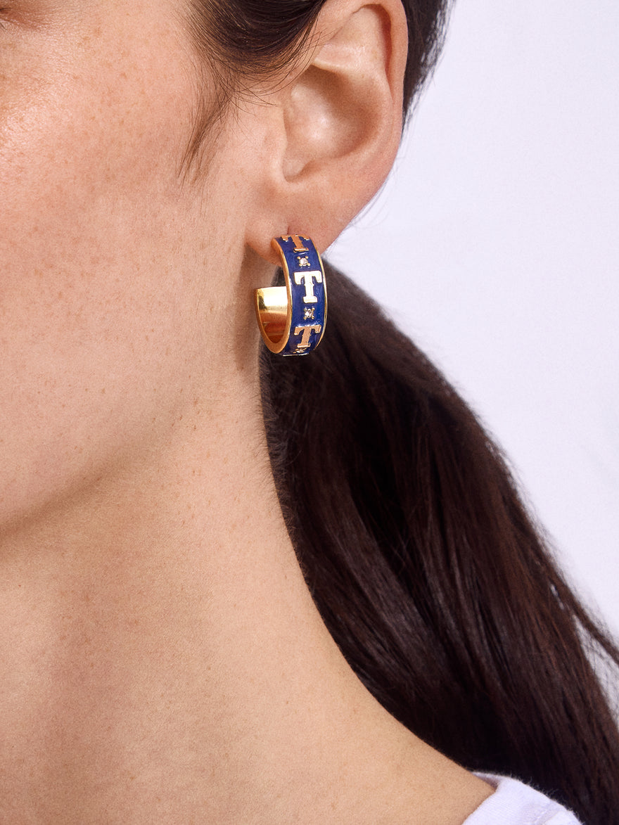 WEAR By Erin Andrews X BaubleBar Texas Rangers Enamel Hoop Earrings - Texas Rangers