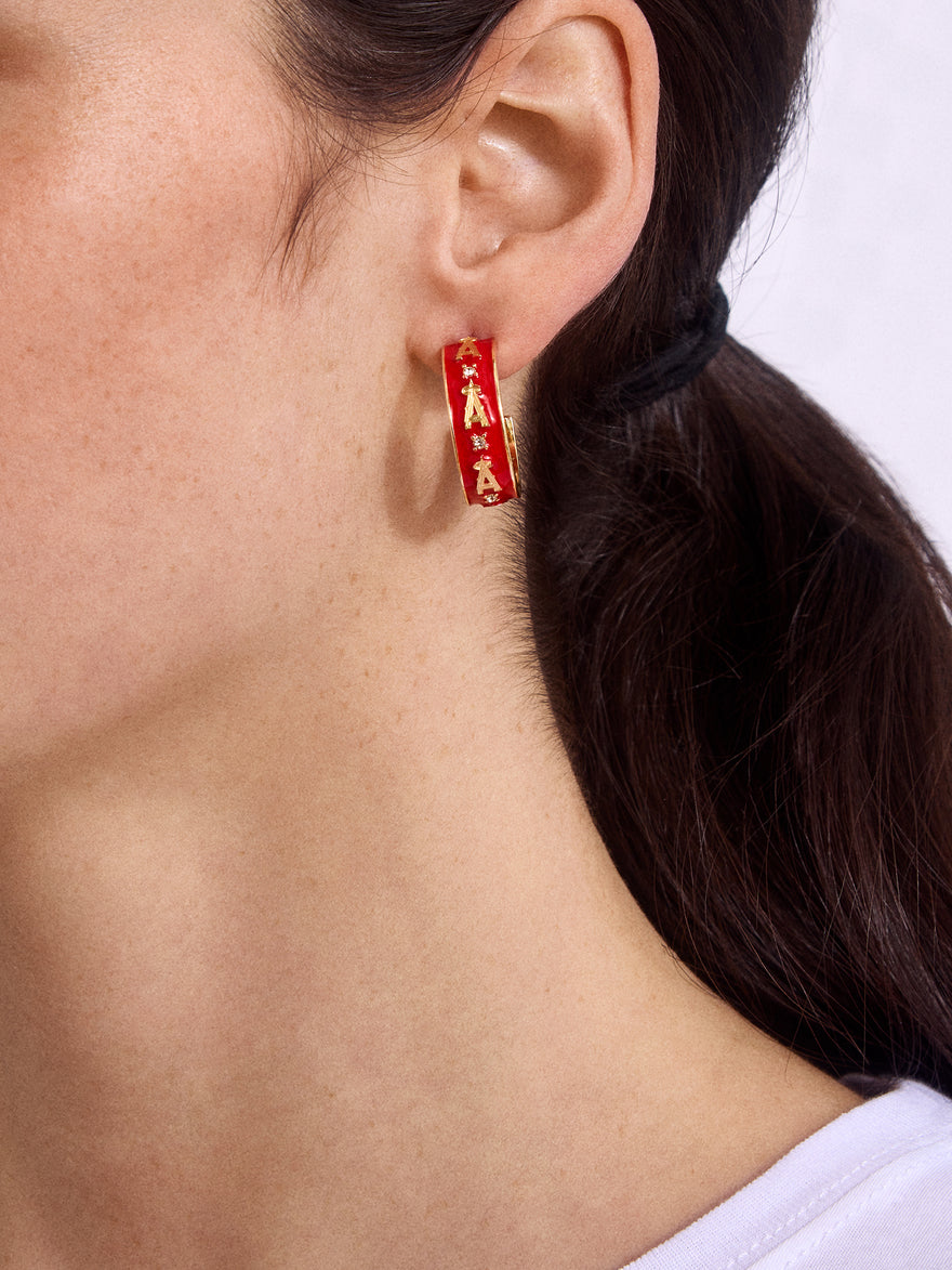WEAR By Erin Andrews X BaubleBar Los Angeles Angels Enamel Hoop Earrings - Los Angeles Angels