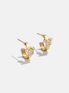 Disney Mickey Mouse 18K Gold Plated Sterling Silver Chunky Earrings - Gold/Pavé