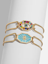 BaubleBar -
Multicolored and clear reversible evil eye bracelet