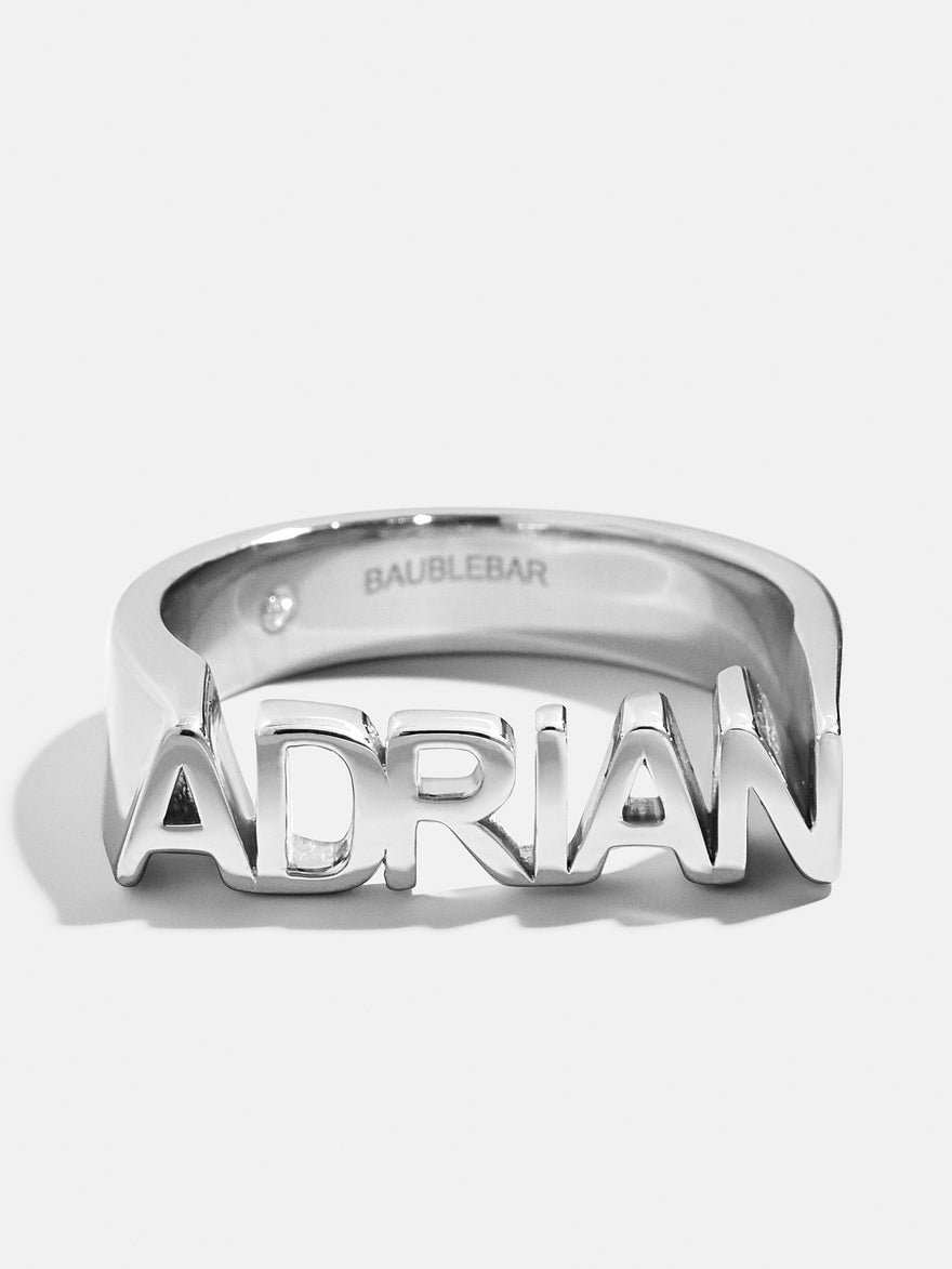 Sterling Silver Fineline Custom Nameplate Ring - Sterling Silver