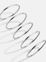 BaubleBar Alexia Bangle Bracelet Set - Silver -
Set of 5 hinge bangle bracelets