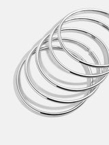 BaubleBar Alexia Bangle Bracelet Set - Silver -
Set of 5 hinge bangle bracelets