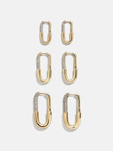 BaubleBar Liza Hoop Earrings - Medium -
Pavé paperclip hoop earrings