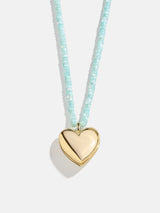 BaubleBar Millie Bubble Heart Necklace - Turquoise -
Statement pendant alongside semi-precious beads