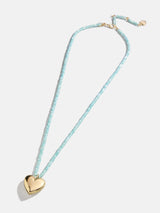 BaubleBar Millie Bubble Heart Necklace - Turquoise -
Statement pendant alongside semi-precious beads