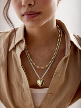 BaubleBar Millie Bubble Heart Necklace - Turquoise -
Statement pendant alongside semi-precious beads