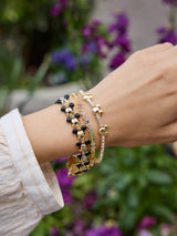 BaubleBar Disney Mickey Mouse Repeating Character Head Bracelet - Gold/Black - 
    Gold and enamel stacking bracelet