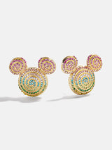 BaubleBar Disney Mickey Mouse Spiral Earrings - Gold/Multi - 
    Pavé stud earrings
