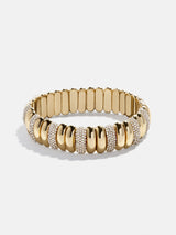 BaubleBar Keira Ribbed Bracelet - Gold/Pavé - 
    Gold and pavé stacking bracelet
