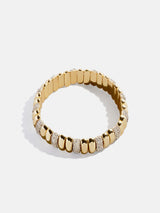 BaubleBar Keira Ribbed Bracelet - Gold/Pavé - 
    Gold and pavé stacking bracelet
