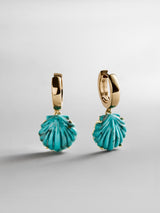 BaubleBar Genevieve Seashell Earrings - Gold/Turquoise -
Gold huggies with shell charms