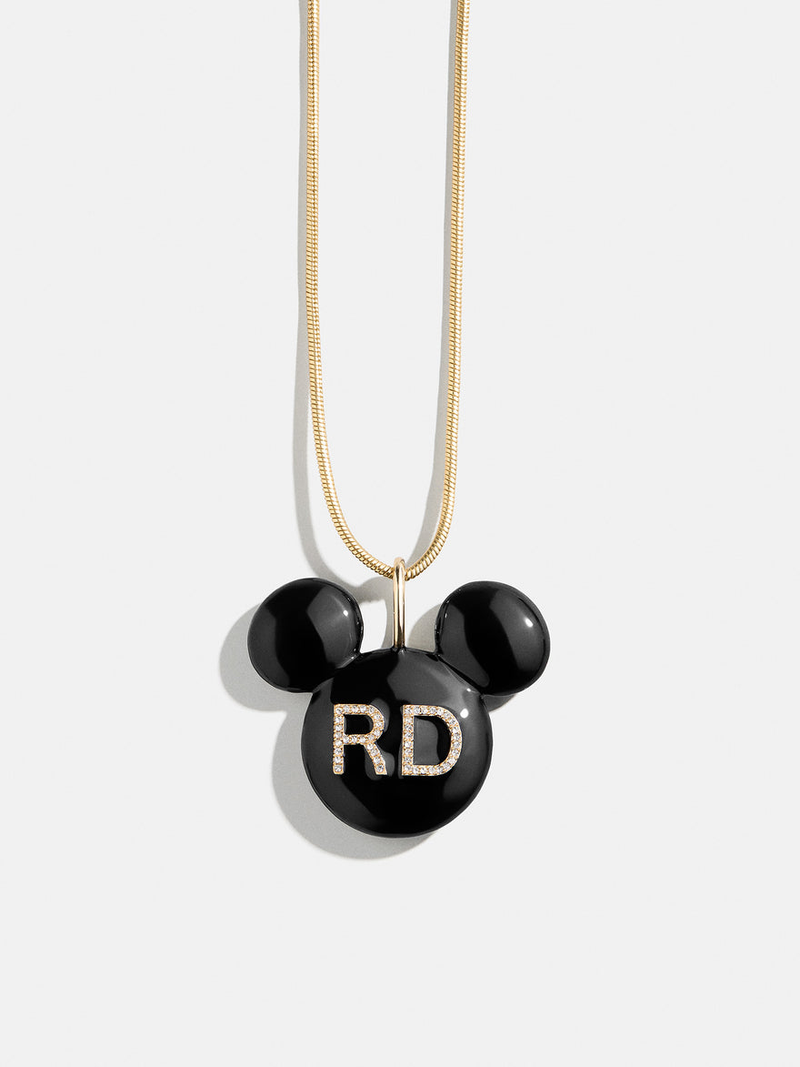 Disney Mickey Mouse Enamel Custom Initial Necklace - Black