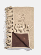 BaubleBar Pure Merino Wool Custom Blanket - Tan Sand/Chocolate Brown - 
    Get Gifting Early: 20% Off Custom