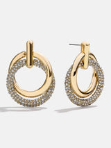 BaubleBar Sandra Gold Statement Earrings - Gold/Pavé - 
    Door knocker hoop earrings