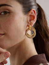 BaubleBar Sandra Gold Statement Earrings - Gold/Pavé - 
    Door knocker hoop earrings