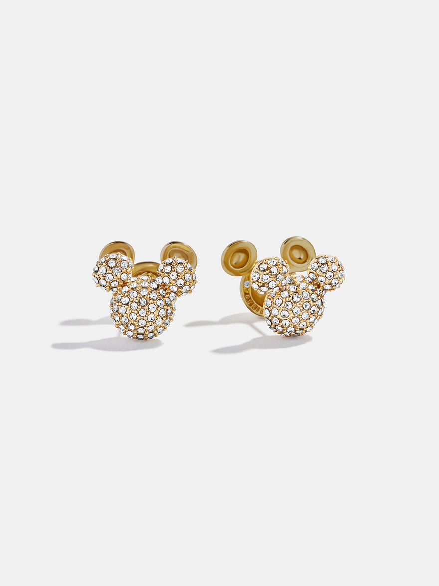 Disney Mickey Mouse Reversible Stud Earrings - Gold/Pavé