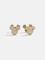 BaubleBar Disney Mickey Mouse Reversible Stud Earrings - Gold/Pavé - 
    Gold and pavé stud earrings