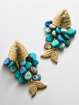 BaubleBar Ripple Effect Fish Earrings - Gold/Turquoise -
Fish Statement Earrings