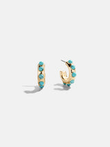 BaubleBar Mariana Semi-Precious Huggie Earrings - Gold/Turquoise -
Chunky gold huggies with turquoise stones