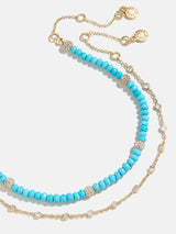 BaubleBar Irina Semi-Precious Anklet Set - Gold/Turquoise -
Set of one gold anklet and one semi-precious anklet