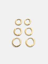 BaubleBar Niata Waterproof Earring Set - Gold/Pavé - 
    Set of three gold huggies