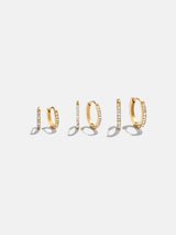 BaubleBar Niata Waterproof Earring Set - Gold/Pavé - 
    Set of three gold huggies