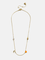 BaubleBar Clemson University Spaced Charm Necklace - Clemson University - 
    Gold necklace with Clemson University charms