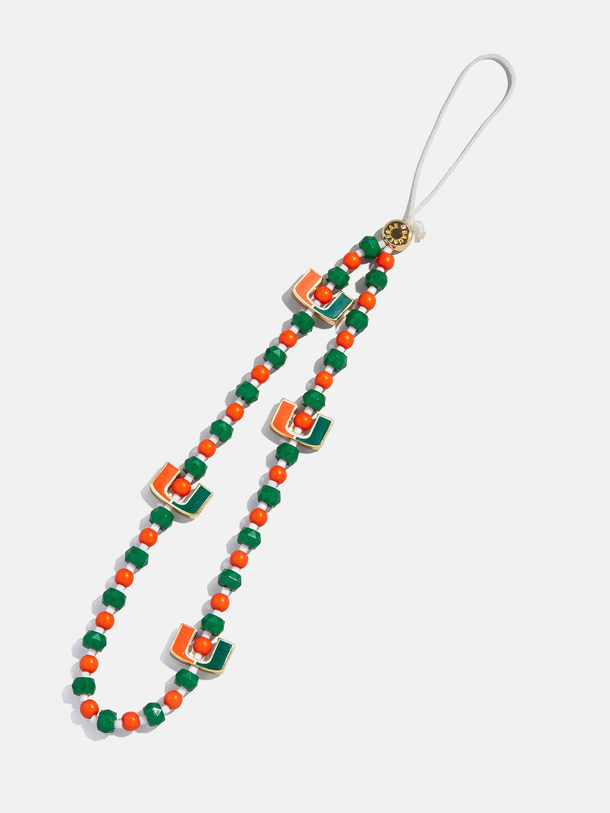 University of Miami Beaded Phone Charm - University of Miami