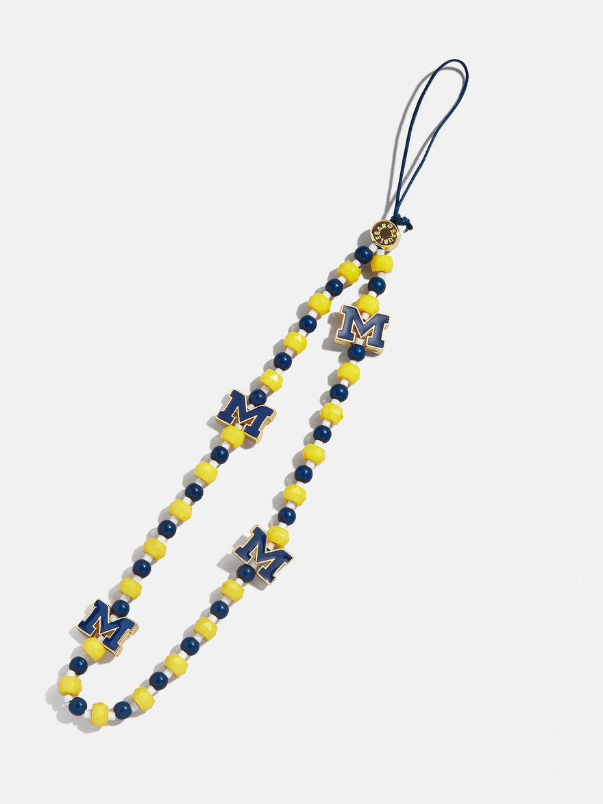 University of Michigan Beaded Phone Charm - University of Michigan