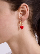 BaubleBar Game Day Heart Drop Earrings - Red - 
    Gold hoops with heart drop charms