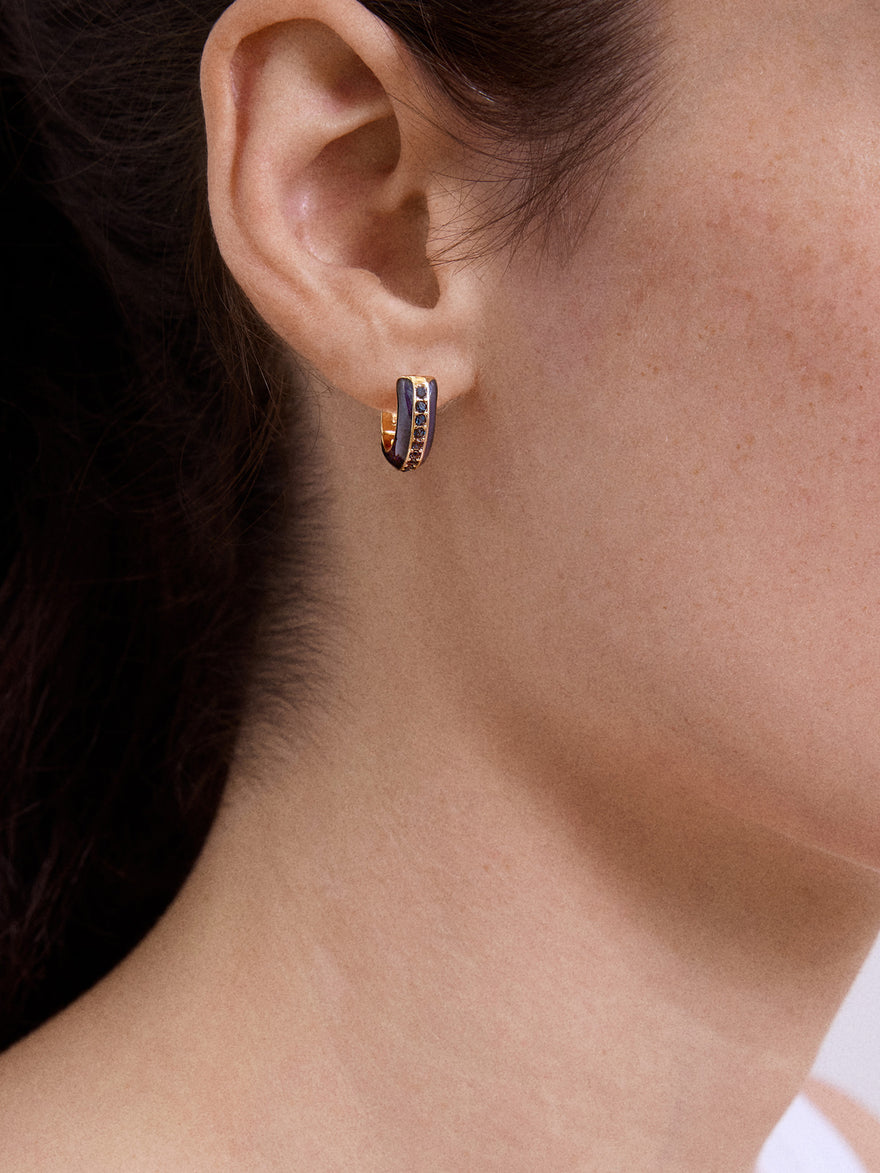 Game Day Enamel Huggie Earrings - Navy