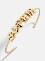 BaubleBar Bubble Letter Custom Cuff Bracelet - Gold - 
    25% Off Custom Gifts: The Annual Custom Event
