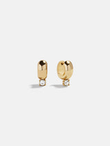 BaubleBar Kourtney Huggie Earrings - Gold/Pavé - 
    Gold earrings with crystals