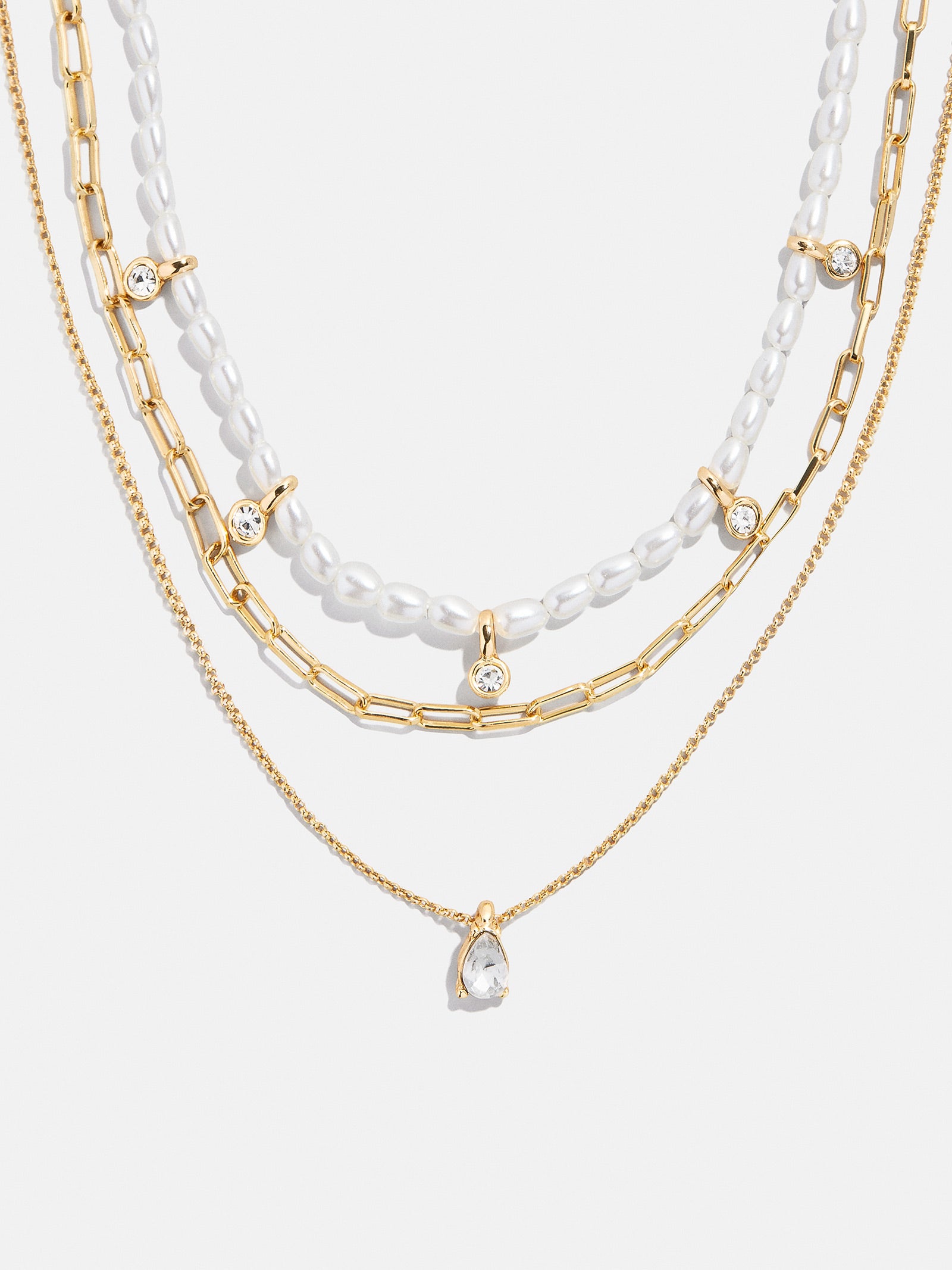Sylvia Layered Necklace - Gold/White