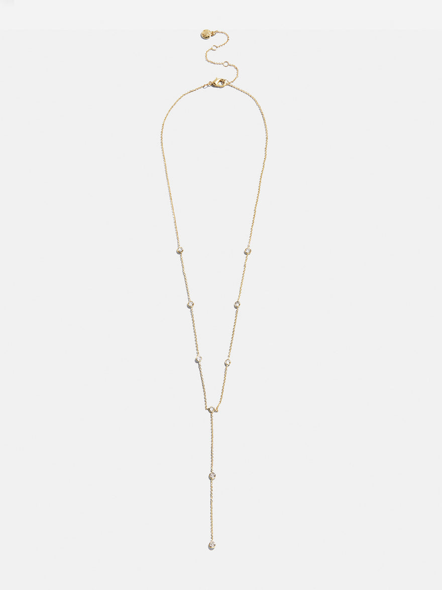Yasmine Gold Lariat Necklace - Gold/Pavé