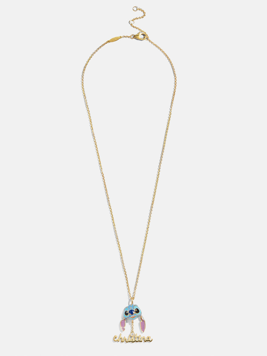 Disney Stitch Custom Nameplate Pendant - Gold/Blue