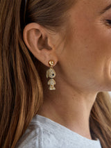 BaubleBar Peanuts Snoopy Statement Earrings - Gold/Pavé - 
    Gold drop earrings