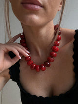 BaubleBar Joan Semi-Precious Necklace - Red Jasper -
Red jasper chunky bead necklace